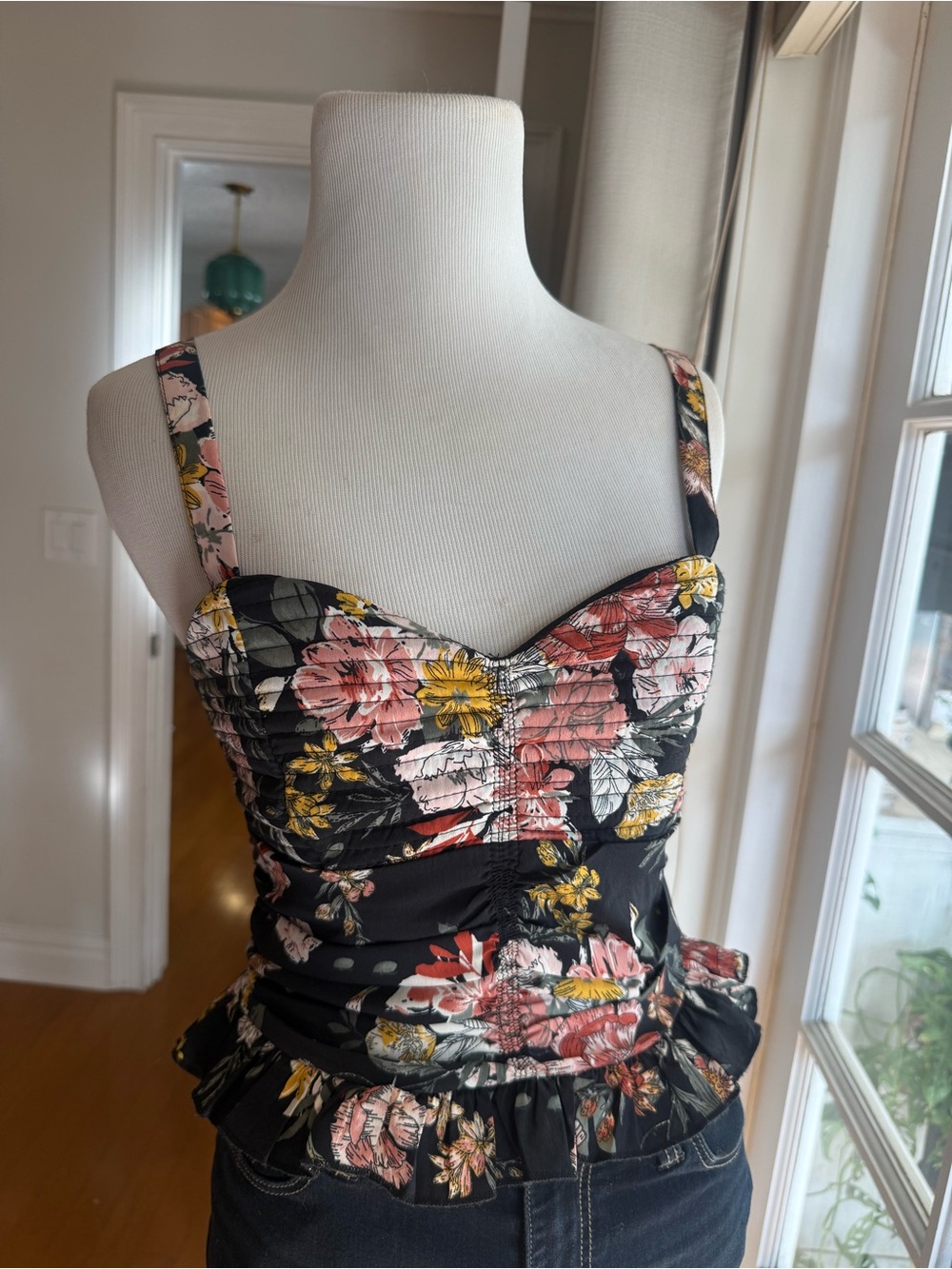 Bog Collective size medium but fits like small floral cottagecore smocked top
